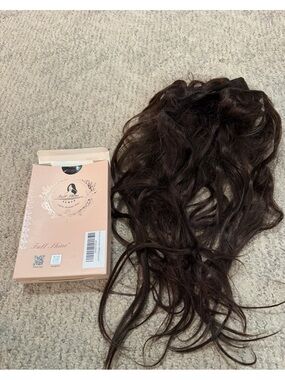 Full Shine 100% Human Hair Extensions Dark Brown Wavy sew In 20” 100g
